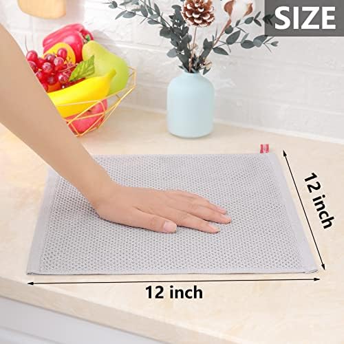 Homaxy 100% Cotton Waffle Weave Kitchen Dish Cloths 6-Pack, Light Gray