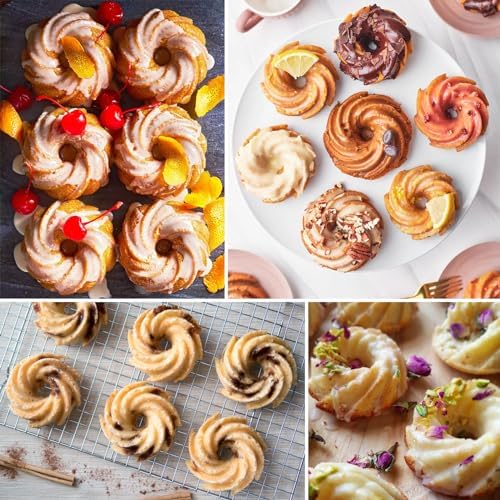 HUAKENER 2 Pcs Mini Fluted Cake Pan, 6-Cavity Fluted Cake Mold