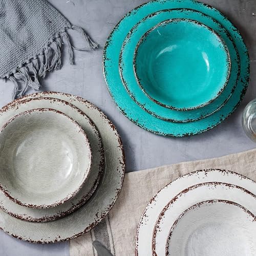LEHAHA Farmhouse Melamine Pasta Bowl, 9.25 inch Large Salad Bowls, Set of 6, Unbreakable 100% Melamine Serving Bowls Set for Dinner, Wide and Shallow Bowls Set, Dishwasher Safe, Grey…