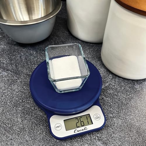 Escali Telero Digital Food Scale, High Precision Kitchen Scale for Cooking, Baking, Portion Control, Meal Prep, Weigh in Grams and Ounces, 11 lb Capacity, Blue (T136)