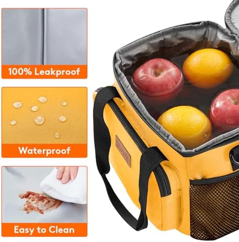 Lifewit Medium Lunch Bag, Insulated Lunch Box, Soft Cooler Cooling Tote for Adult Men Women, Orange 12-Can (9L)