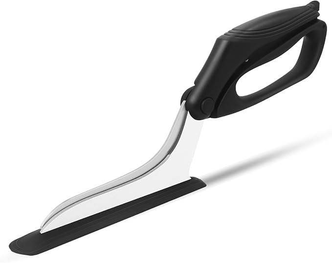 Pizza Scissors, Pizza Cutter Scissors with Firm Base and Comfortable Grip, Food Grade Stainless Steel Blades, Sharp Cutting Blades, Black