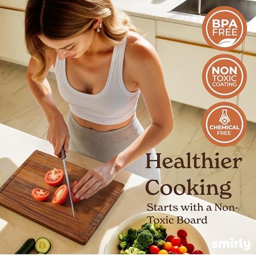 SMIRLY Walnut Cutting Board - 3 Pack Wood Cutting Boards for Kitchen