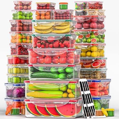 70 Pcs Large Food Storage Containers with Lids Airtight-2500ML to Small Box,Total 22812 ML Stackable Kitchen Bowls Set(35 Containers,35 Lids)-BPA Free Leak proof Plastic Boxes-Microwave safe