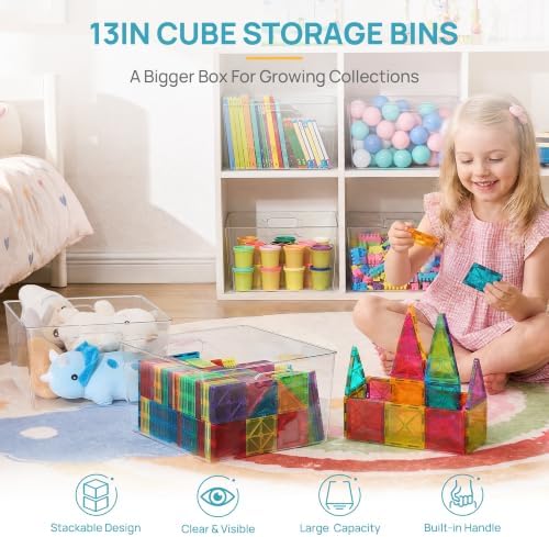 Vtopmart 6 Pack Extra Large Clear Storage Bins, 13x13 Cube Organizer