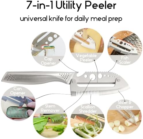 7IN1 Utility Peeler & Shredder with Seamless Steel Handle