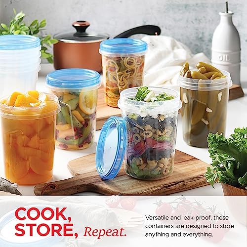 Tafura Freezer Containers, 12 Pack, 32 Oz, Leakproof BPA-Free Lids