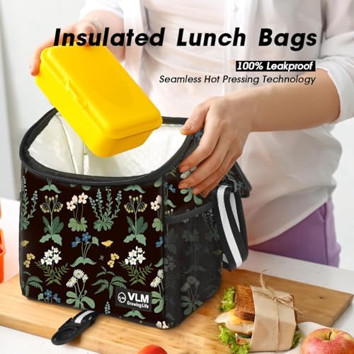 VLM Lunch Box for Women, Insulated Lunch Bag Women, Cute Floral Lunch Tote
