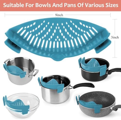 YEVIOR Clip on Strainer for Pots Pan Pasta,Silicone Food Pan Strainer