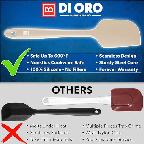 DI ORO Silicone Spatula Set - 600F Heat Resistant, 3-Pc Clay