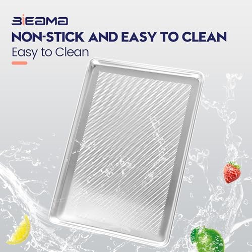 BIEAMA 6 Pack Full Size 18" x 26" Aluminum Baking Sheet Pan Perforated, Commercial Bakery Equipment Cookie Sheets, NSF Approved Baking Tray