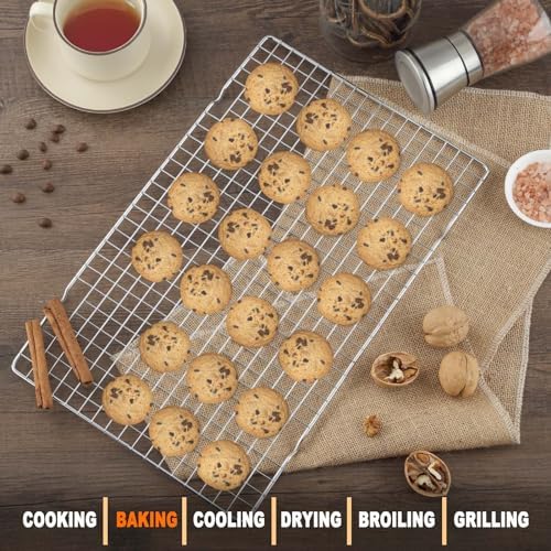 Hunnycook 15.8”×9.8” Cooling Rack - 3P Stainless Steel Baking Rack, Oven Safe Cooling Racks for Cooking and Baking, Silver Roasting Rack & Wire Rack & Cookie Cooling Rack for Roasting, Grilling