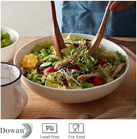 DOWAN 11.5" Large Serving Bowls, 3.2 Qt White Serving Platter, Big Ceramic Centerpiece Bowls, Microwave & Dishwasher Safe, Set of 2