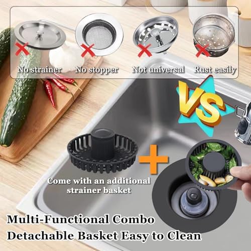 BAOLSLS 3 in 1 Kitchen Sink Stopper, Pop Up Kitchen Sink Drain Strainer