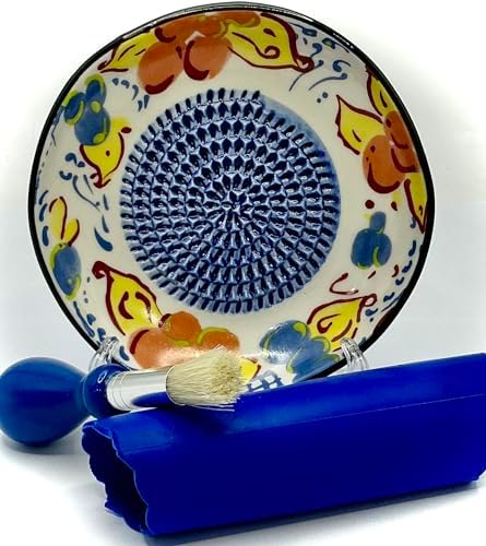 BonCera, Premium Ceramic Garlic Grater Plate Set - Artisan Flower
