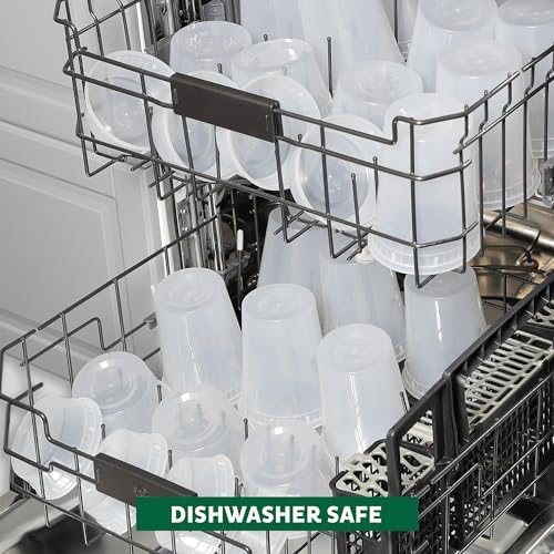 Freshware Food Storage Containers with Lids [8/16/32 oz x 20 each, 60 sets] Deli Containers, Microwave and Freezer Safe, Stackable, Leakproof, BPA Free, Clear
