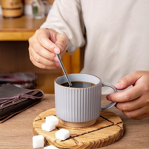 GBhome 12 OZ Stackable Coffee Mugs Set of 4, Ceramic Coffee Cups Set