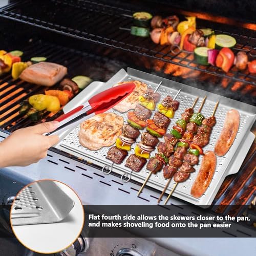 Non-Stick Grill Topper Pan, Carbon Steel Tray for BBQ, 15.7 x 11.2 in