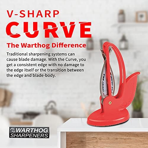 Warthog V-Sharp Curve Knife Sharpener, 325 Grit Diamond Hones, Red