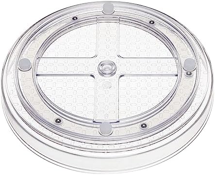 Amazon Basics Clear Rotating Lazy Susan Turntable Organizer for Condiments, 9-Inch, 2-Pack