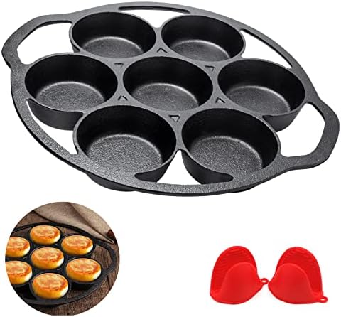 11.2" Pre-seasoned Cast Iron Muffin Pan with Heat Resistant Gloves