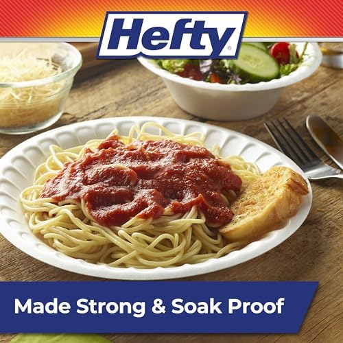 Hefty Everyday Soaf Proof Round Foam Plates, White, 10.25 inches, 60ct