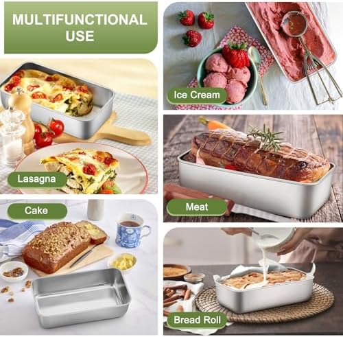 P&P CHEF Loaf Pan, 9 x 5 Inch Stainless Steel Bread Pan, (Silver, 12Pcs)