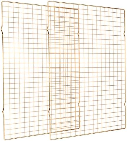 Briout 2PCS Cooling Rack for Cooking and Baking, 16" x 10" Wire Rack, Gold