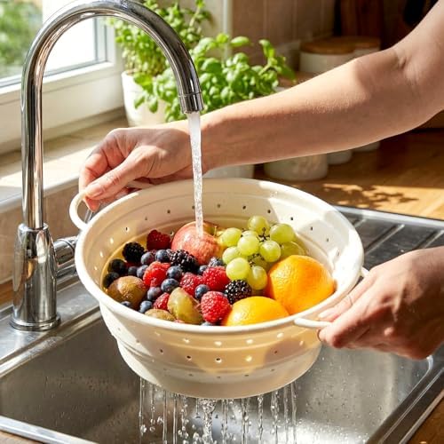 3 Pack Collapsible Colander with Strainer Bowl Set,White