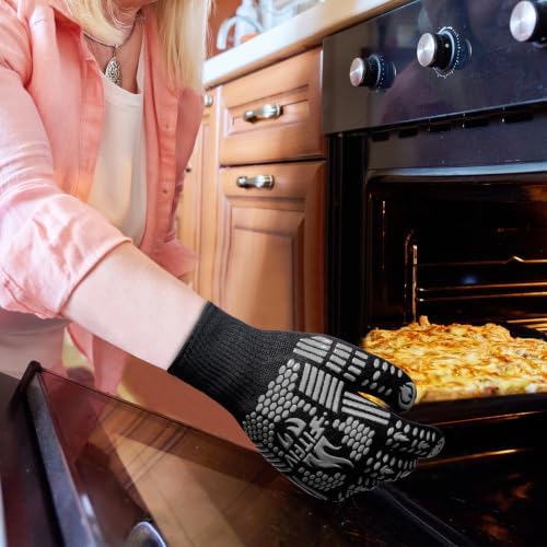 BBQ Gloves, 1472°F Heat Resistant with Silicone Grip Oven Mitts