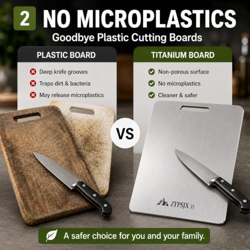 Titanium Cutting Board, 100% Pure Titanium Cutting Boards for Kitchen, Non-Toxic, Double-Sided Food Grade Chopping Board for Meat, Fruit & Daily Cooking 14"x10"