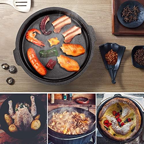 Overmont 9QT Cast Iron Dutch Oven - Pre-Seasoned Pot with Lid Lifter & Legs