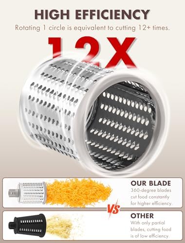 GDL Cheese Grater Hand Crank, Rotary Cheese shredder, Vegetable Slicer