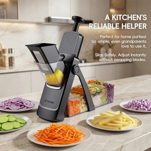 Safe Mandoline Slicer for Kitchen, Vegetable & Food Cutter, Easy to Clean