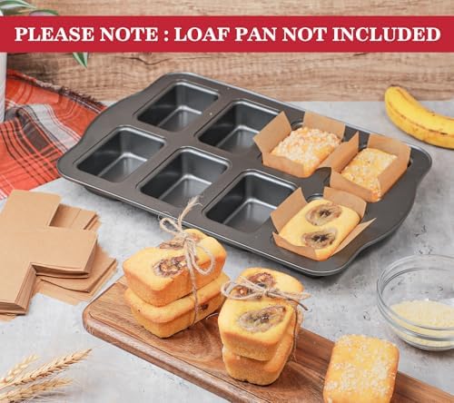 Webake 300pcs Unbleached Parchment Paper Mini Loaf Pan Liners Compatible with Wilton Mini Loaf Pan, Original Precut, Non Toxic Baking Paper for Banana Bread
