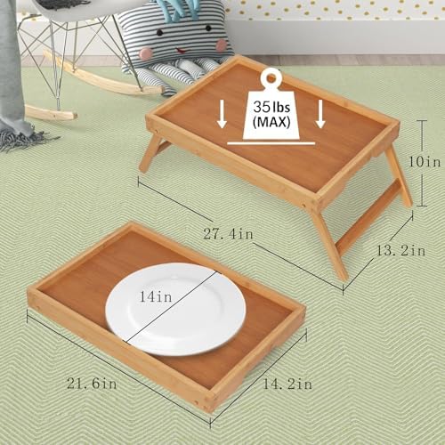 Artmeer FSC 100% Bamboo Bed Tray with Folding Legs, X-Large, Natural