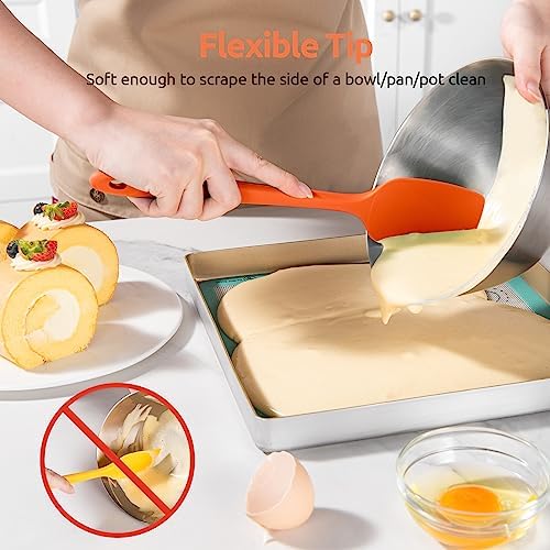 U-Taste Silicone Spatula Set with 600 Degrees Fahrenheit Heat Resistant (Orange)