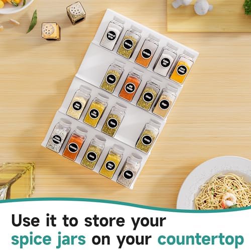 MIUKAA White Acrylic Spice Drawer Organizer, 4 Tier Seasoning Jars Drawers Insert, Kitchen Spice Rack Tray for Drawer/Countertop (Jars not included)