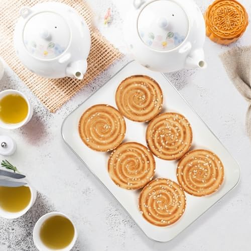 3 Pack Silver Plastic Serving Trays for Party - Silver Rim Serving Tray 8 x 11 Inch - Heavy Duty Dessert Trays for Food - Rectangular Party Serving Trays for Entertaining