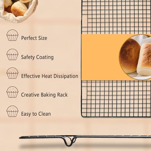 VNIMTI 2 Pack Cooling Rack for Baking Cooking, 16" x 10" Squares Wire Racks