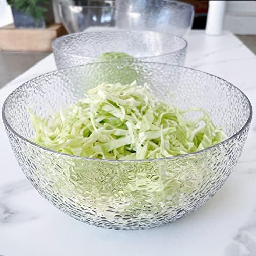 118 oz Acrylic Salad Bowls, 9.2" Serving Bowls for Fruits, Popcorn, Chips, Dips, Condiments, Break-Resistant Set of 2, Clear Circular