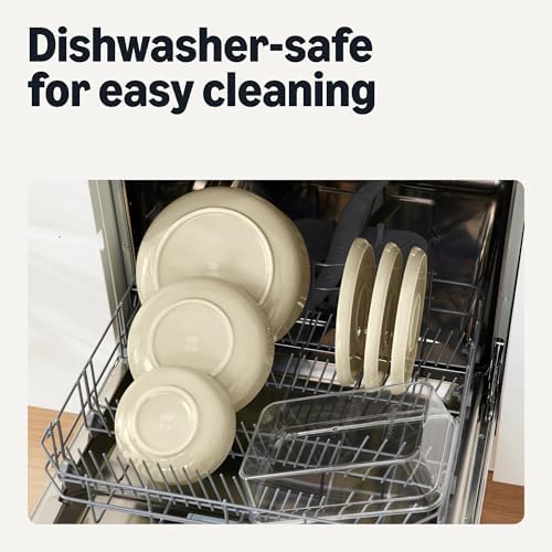 Amazon Basics Ceramic Serving Bowls Set Of 3, Glazed Stoneware (6", 8" & 10"), Nestable Space-Saving, Stain-Resistant, Microwave & Dishwasher-Safe, Ivory
