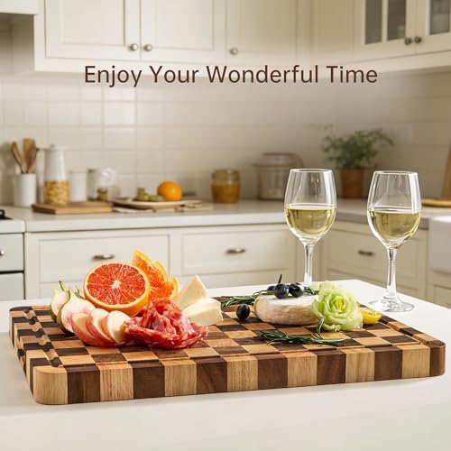 Wooden Cutting Boards for Kitchen, 1.2" Checkered Cutting Board