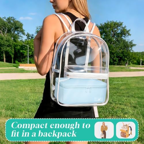 NOL Natural Organic Lifestyle Insulated Lunch Bag for Adults –Compact Cooler Lunch Box with Food-Grade Lining, Waterproof Lunch Bag for Work, Travel | Portable Thermal Meal Tote with Handle,Light blue