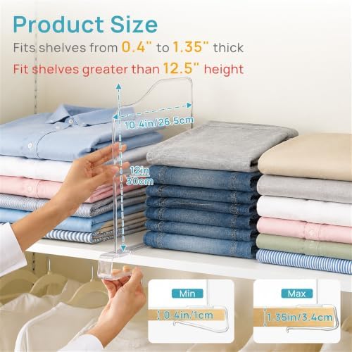 Vtopmart 12" Extra Tall x 11.7" Deep Shelf Dividers, 4 Pack