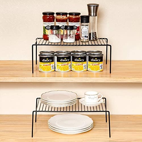 Cabinet Storage Shelf Rack Set of 6, Medium (13 x 9.4 inch) Rustproof Metal Wire Kitchen Cabinet Organizer and Storage, Cupboard Spice Shelf Rack for Plate, Dish, Counter & Pantry Organization