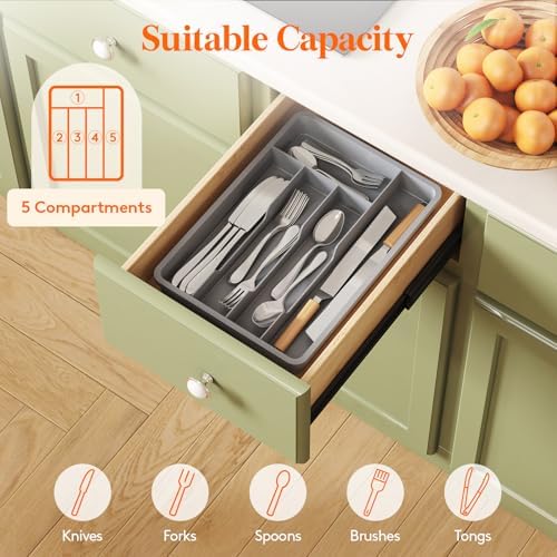 Lifewit Silverware Drawer Organizer Tray, Cutlery Storage for Kitchen