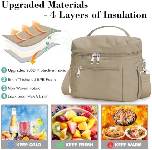 DALINDA Insulated Lunch Box Women Men Leak-Proof Cooler Lunch Bag