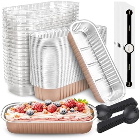 NPLUX Mini Halloween Baking Pans with Lids, 6.8oz 50 Pack for Parties