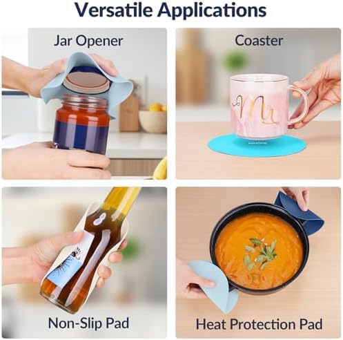 NiHome Silicone Jar Opener Gripper Pads, 6 In for Seniors, Ocean Color, 4PC